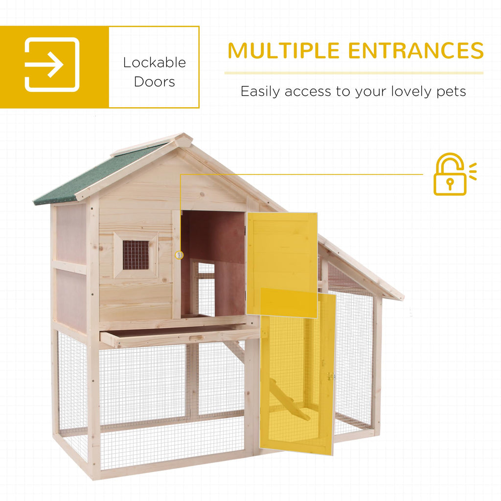 55" 2-Tier Wooden Rabbit Hutch with Ramp I6396