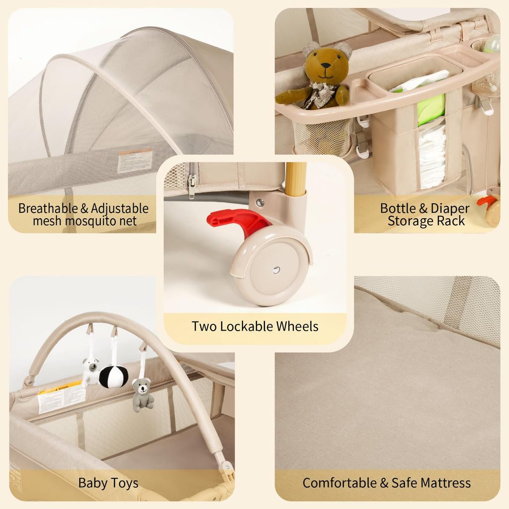 5 in 1 Beige Baby Bassinet M437558