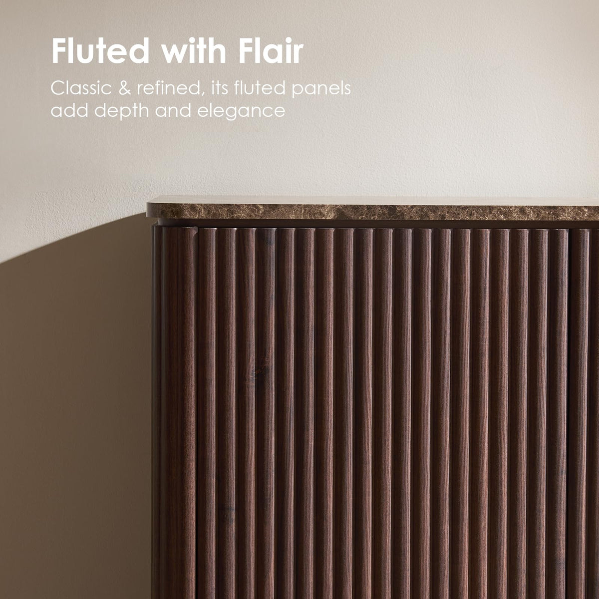 34" Dark Oak Fluted Sideboard Cabinet O58601