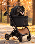 Foldable Pet Stroller with Detachable Carrier, Midnight Black V9495