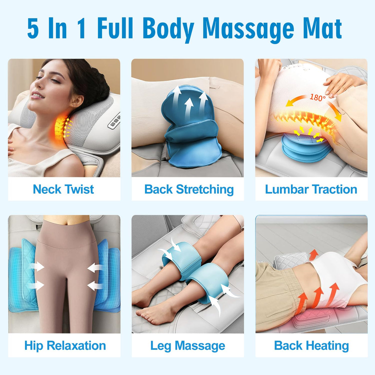 Full Body Massage Mat with Lumbar Pad & Headrest H239