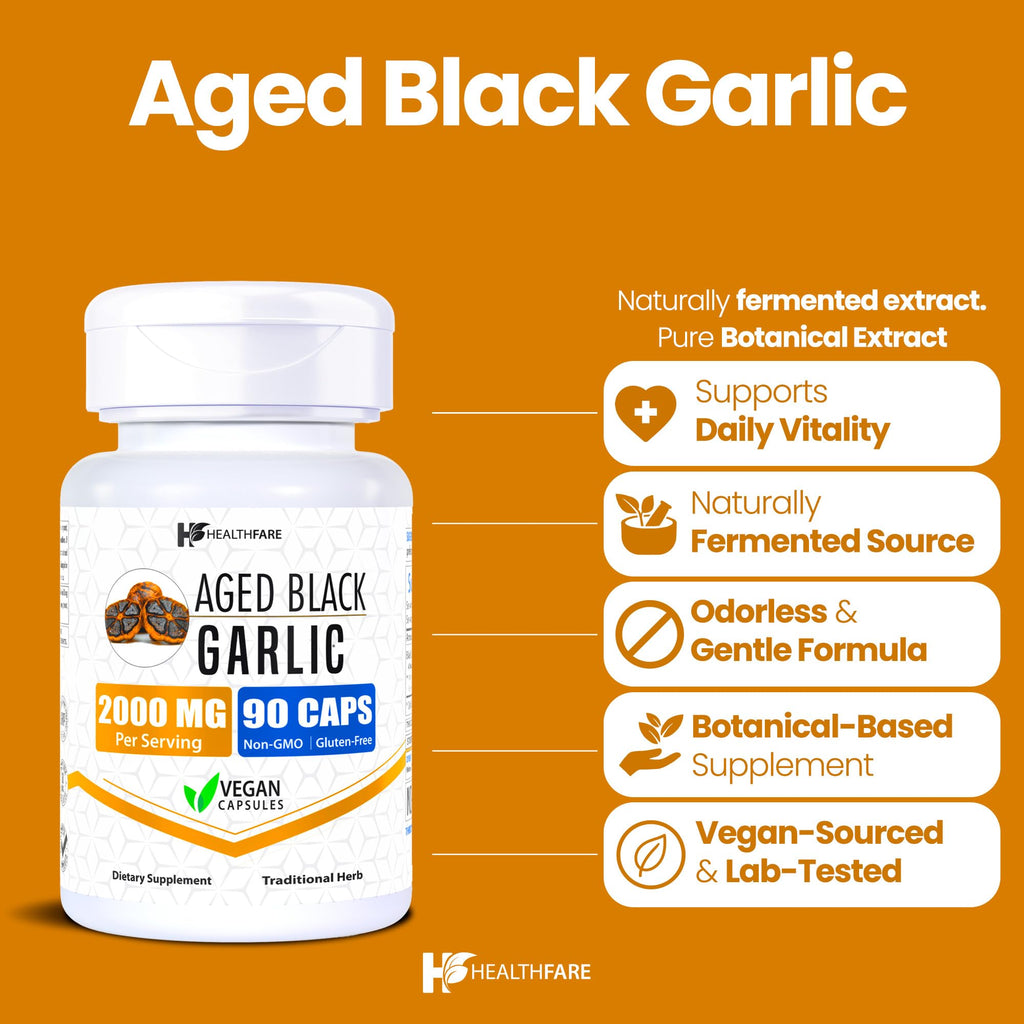 90 Vegan Capsules Fermented Odorless Black Garlic Extract E999862