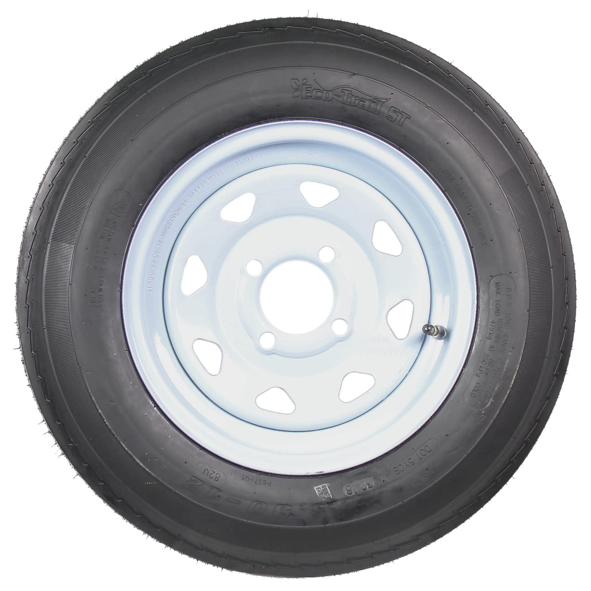 Trailer Tire Rim Assembly 5.30-12 Load C 4 Lug White Y210