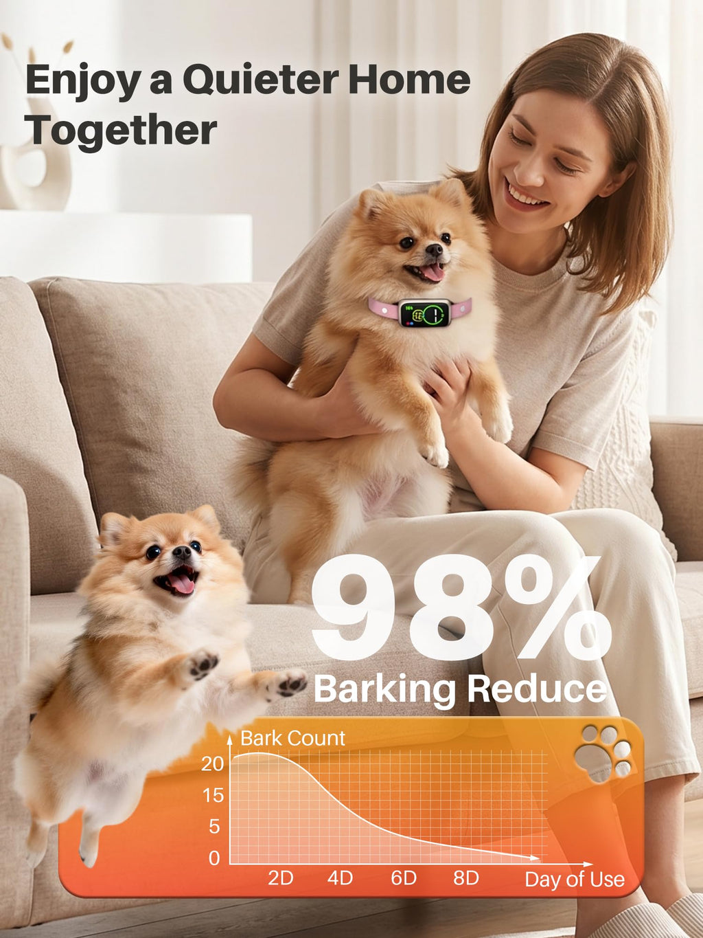 Humane Anti Barking Dog Collar with Beep Vibration H5682