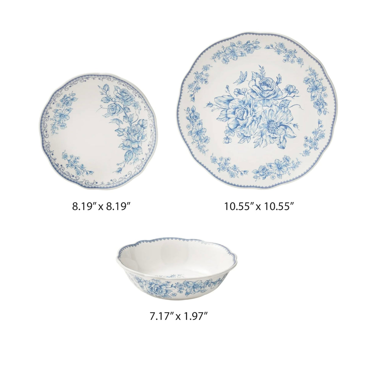 Blue 12-Piece Stoneware Dinnerware Set R554