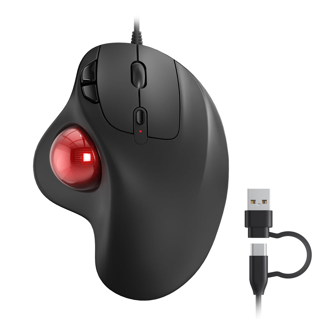 Wired Trackball Mouse Ergonomic Thumb Control X6345