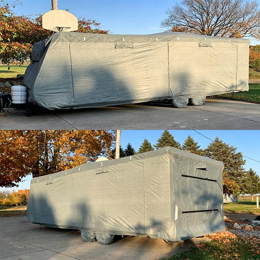 420D Waterproof Travel Trailer Cover with Adjustable Straps X95668