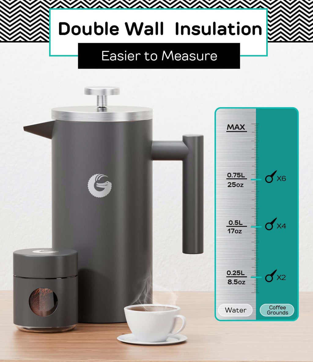 Gray 34 oz French Press Coffee Maker C228328