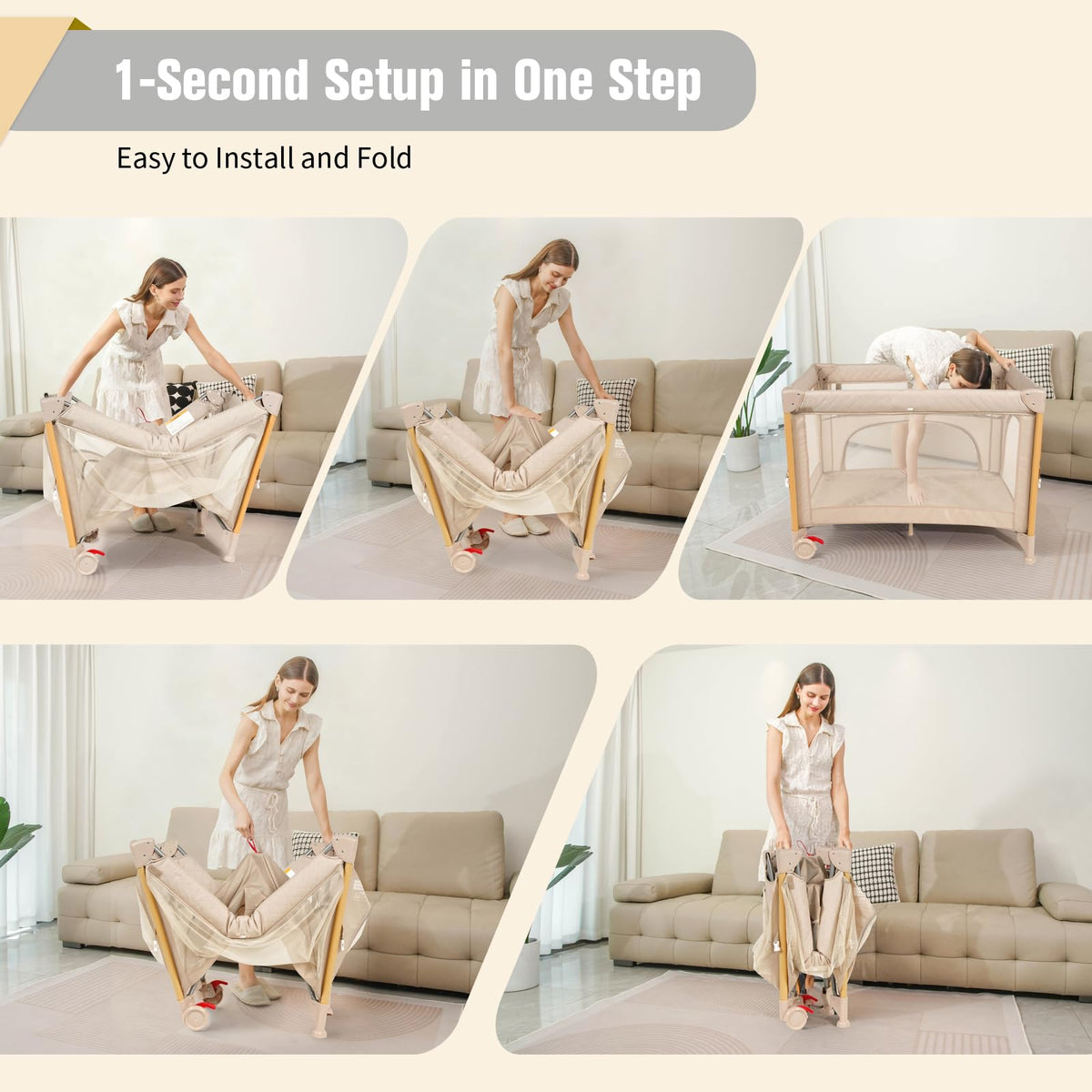 5 in 1 Beige Baby Bassinet M437558