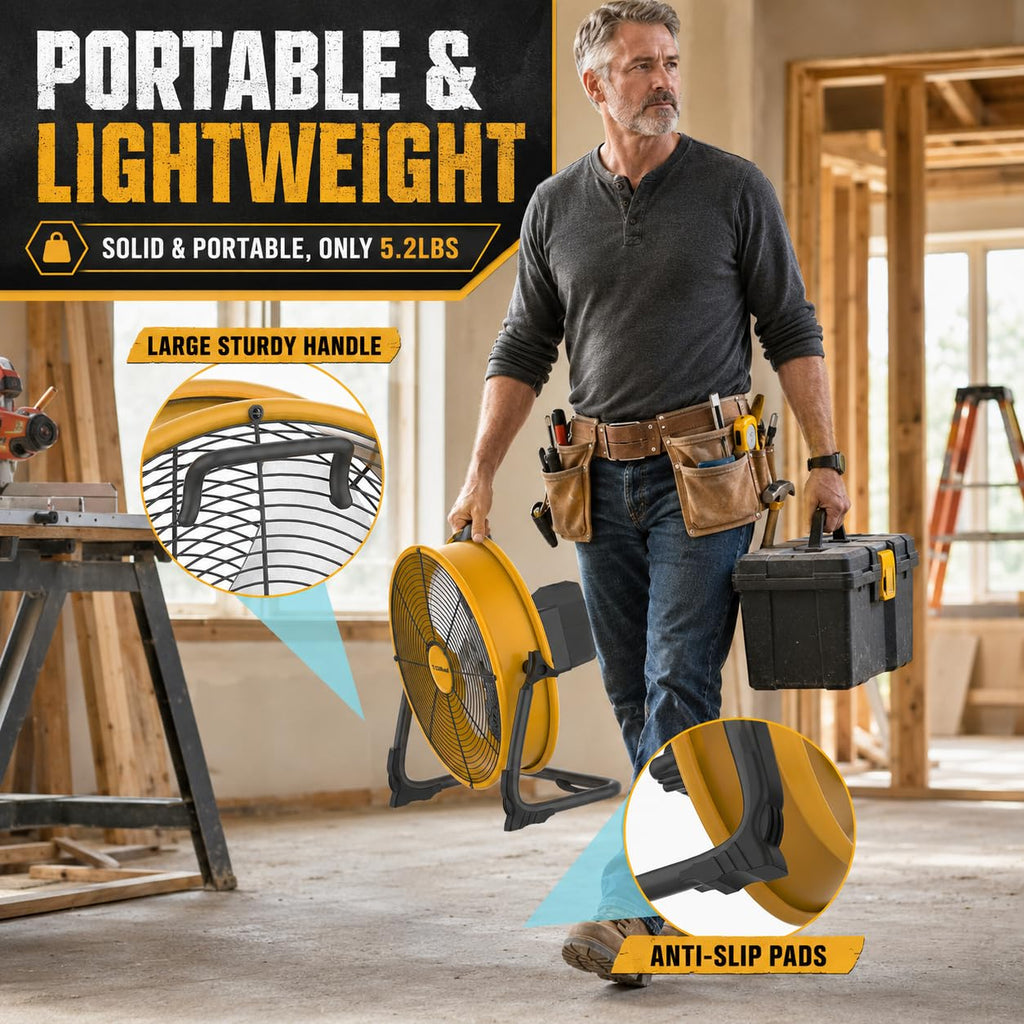 12" Battery Powered Cordless Floor Fan Y870120