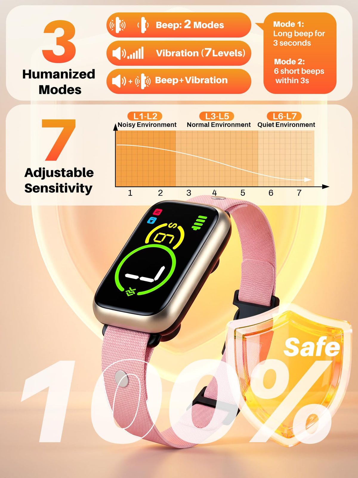 Humane Anti Barking Dog Collar with Beep Vibration H5682