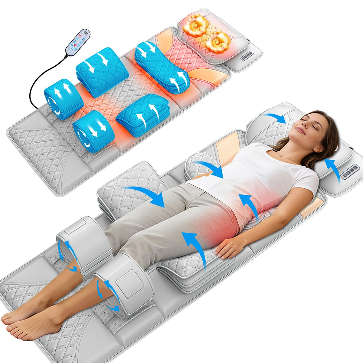 Full Body Massage Mat with Lumbar Pad & Headrest H239