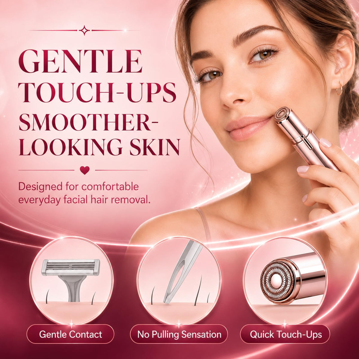 USB Rechargeable Facial Hair Remover with LED Light M53320