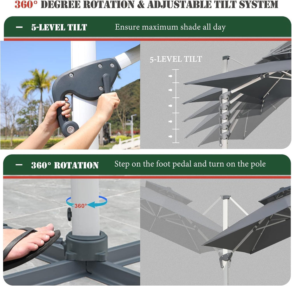 10x10 FT Grey Cantilever Patio Umbrella F479711