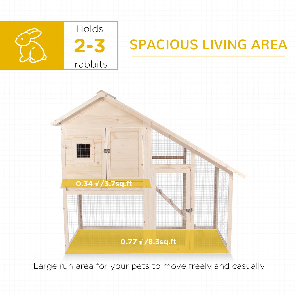 55" 2-Tier Wooden Rabbit Hutch with Ramp I6396