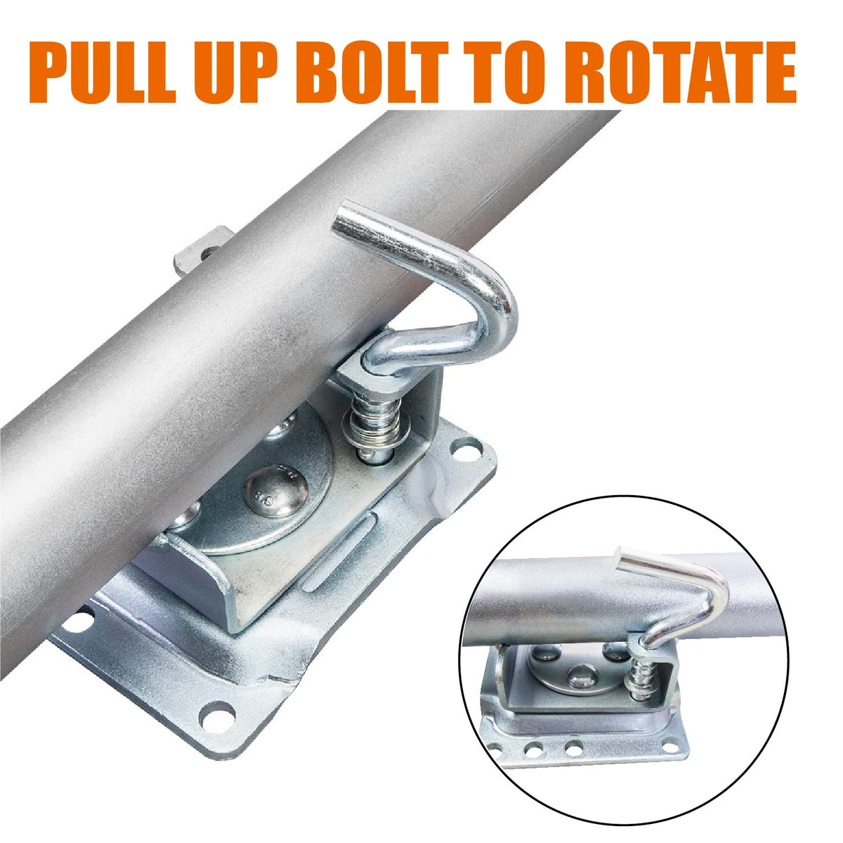 1500 LBs Capacity 6 Inch Dual Wheel Swing-Back Bolt-On Swivel Trailer Jack D5480