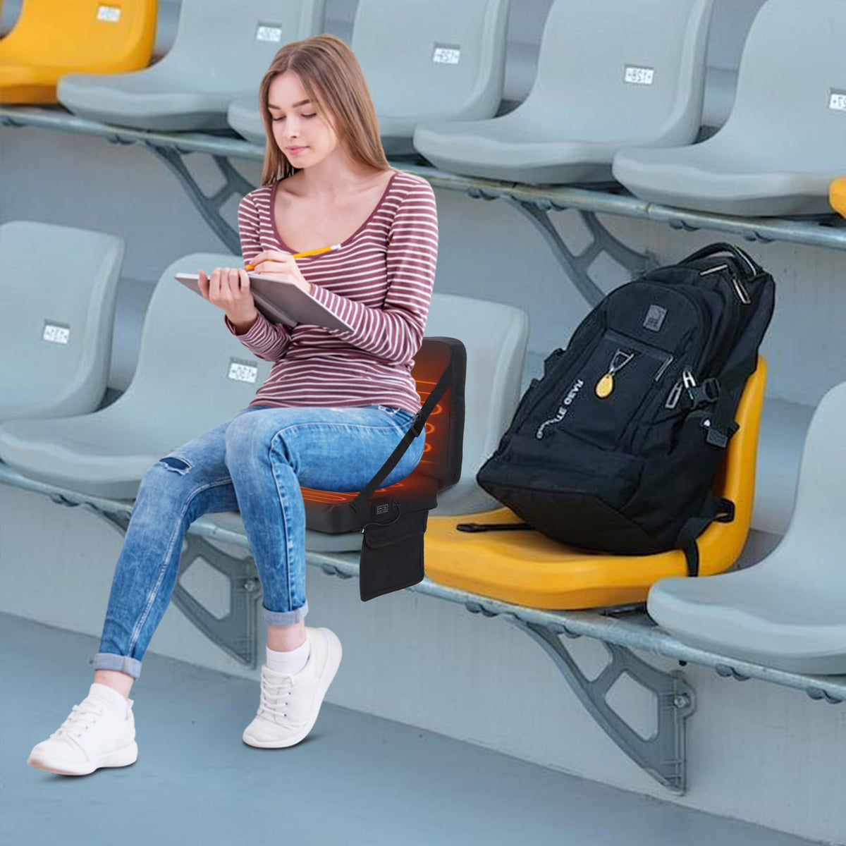Heated Stadium Seat Cushion with Back 2 Pack R788