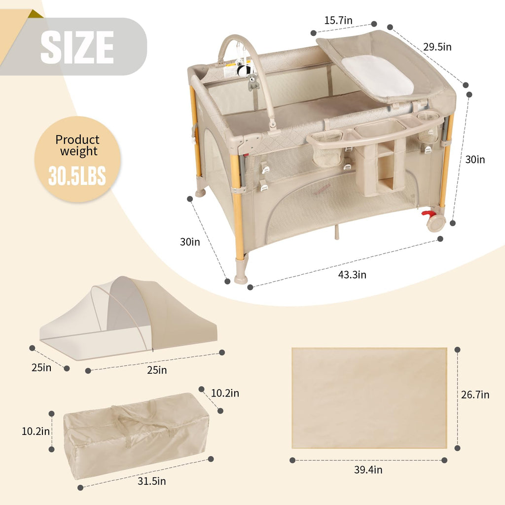 5 in 1 Beige Baby Bassinet M437558