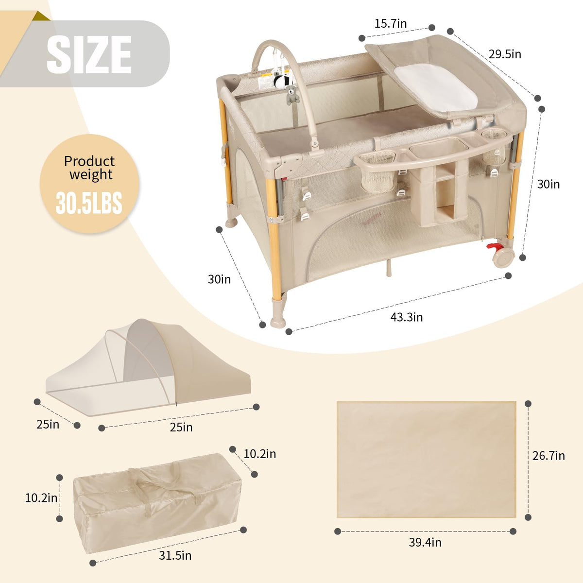 5 in 1 Beige Baby Bassinet M437558