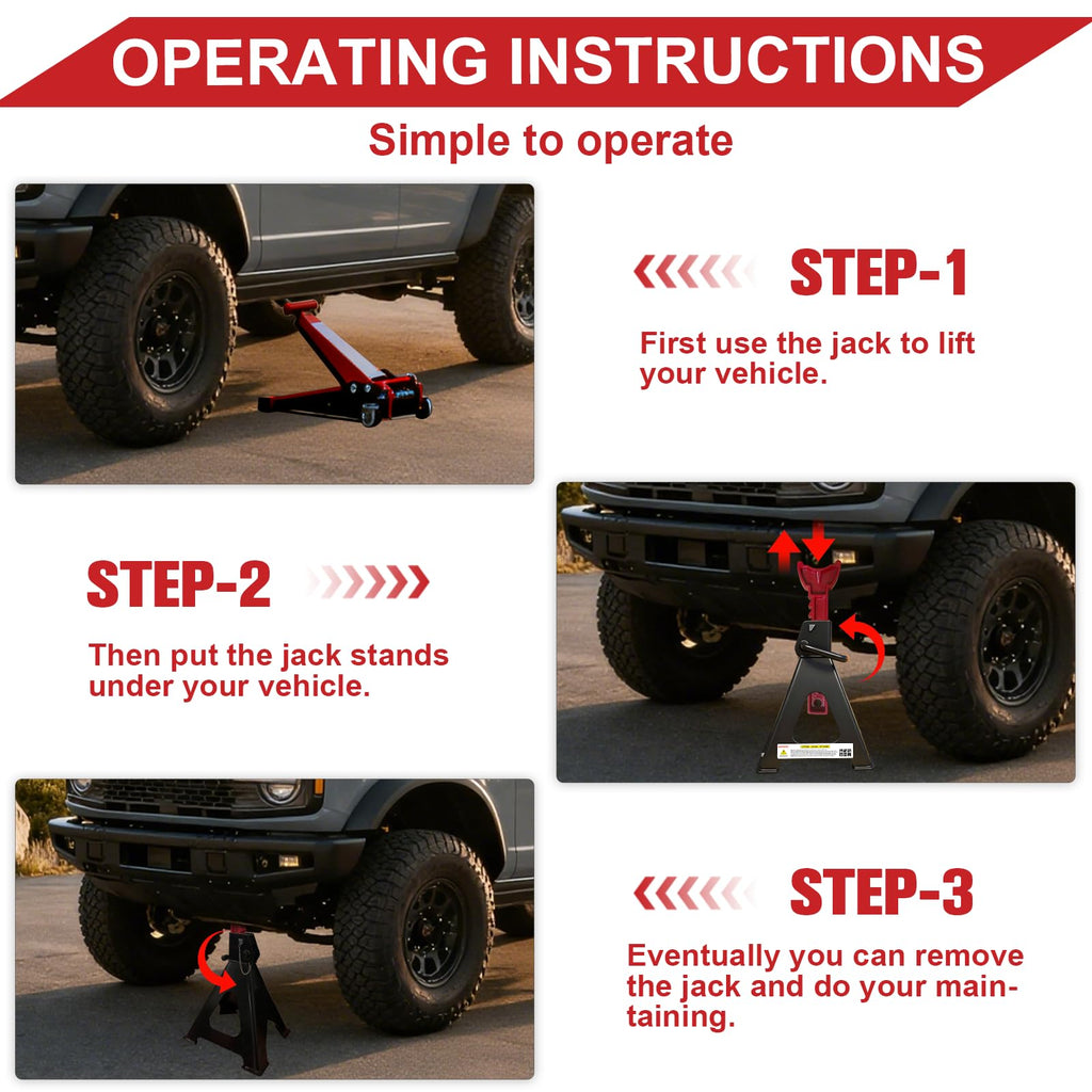 3 Ton Heavy Duty Car Jack Stands with Double Locking I173