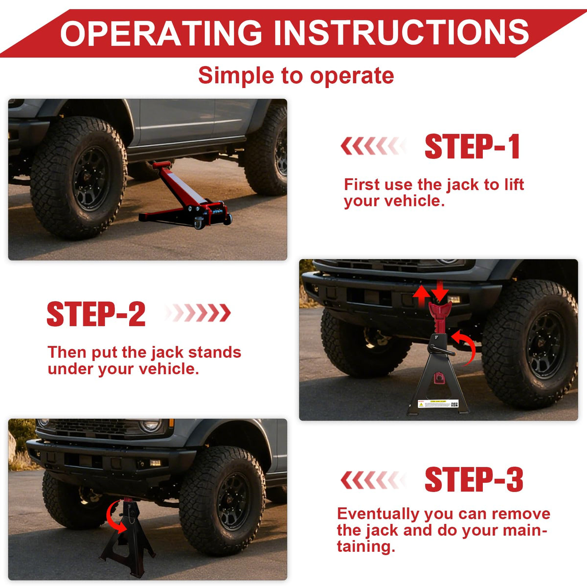 3 Ton Heavy Duty Car Jack Stands with Double Locking I173
