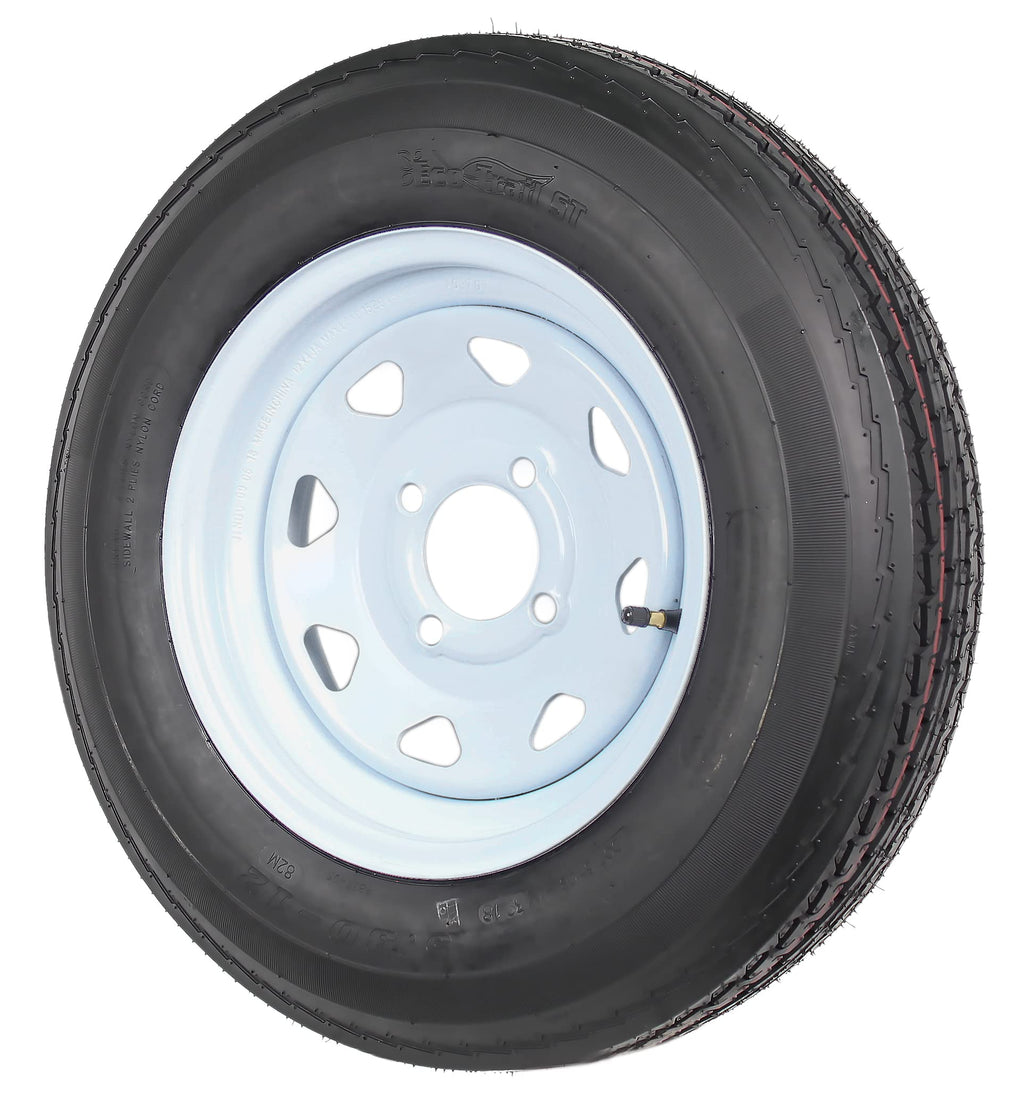 Trailer Tire Rim Assembly 5.30-12 Load C 4 Lug White Y210
