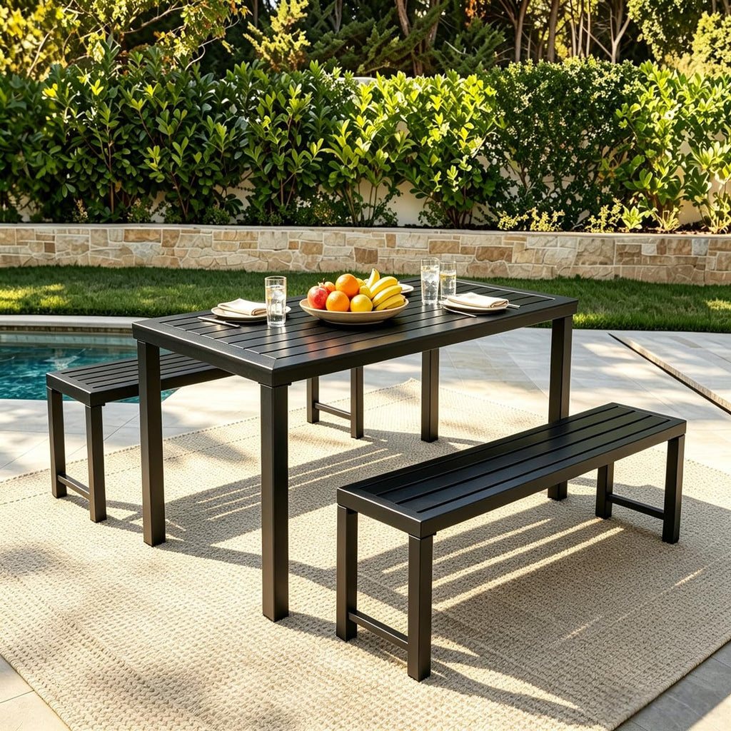 Black 46" Metal Outdoor Bench Y659008