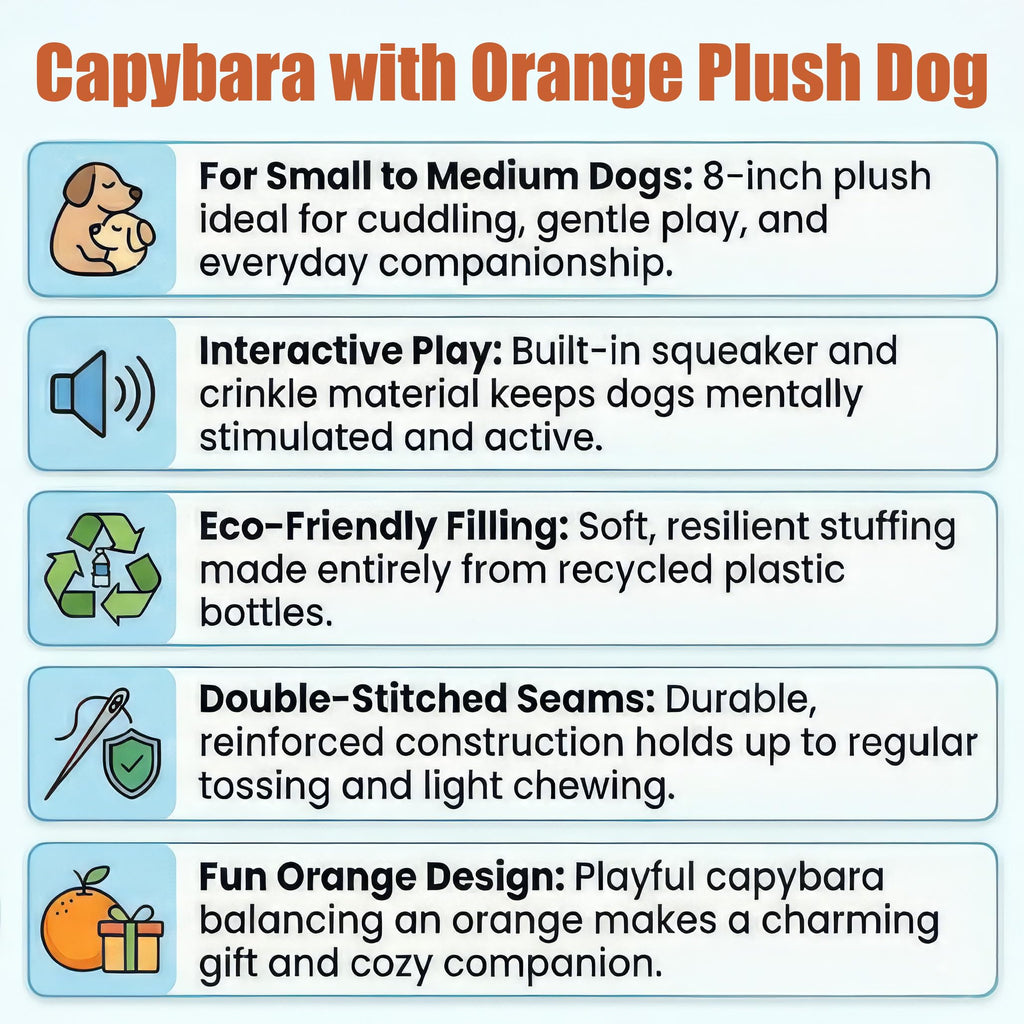 Soft Stuffed Squeaky Crinkle Capybara Dog Toy 8 Inch D2334