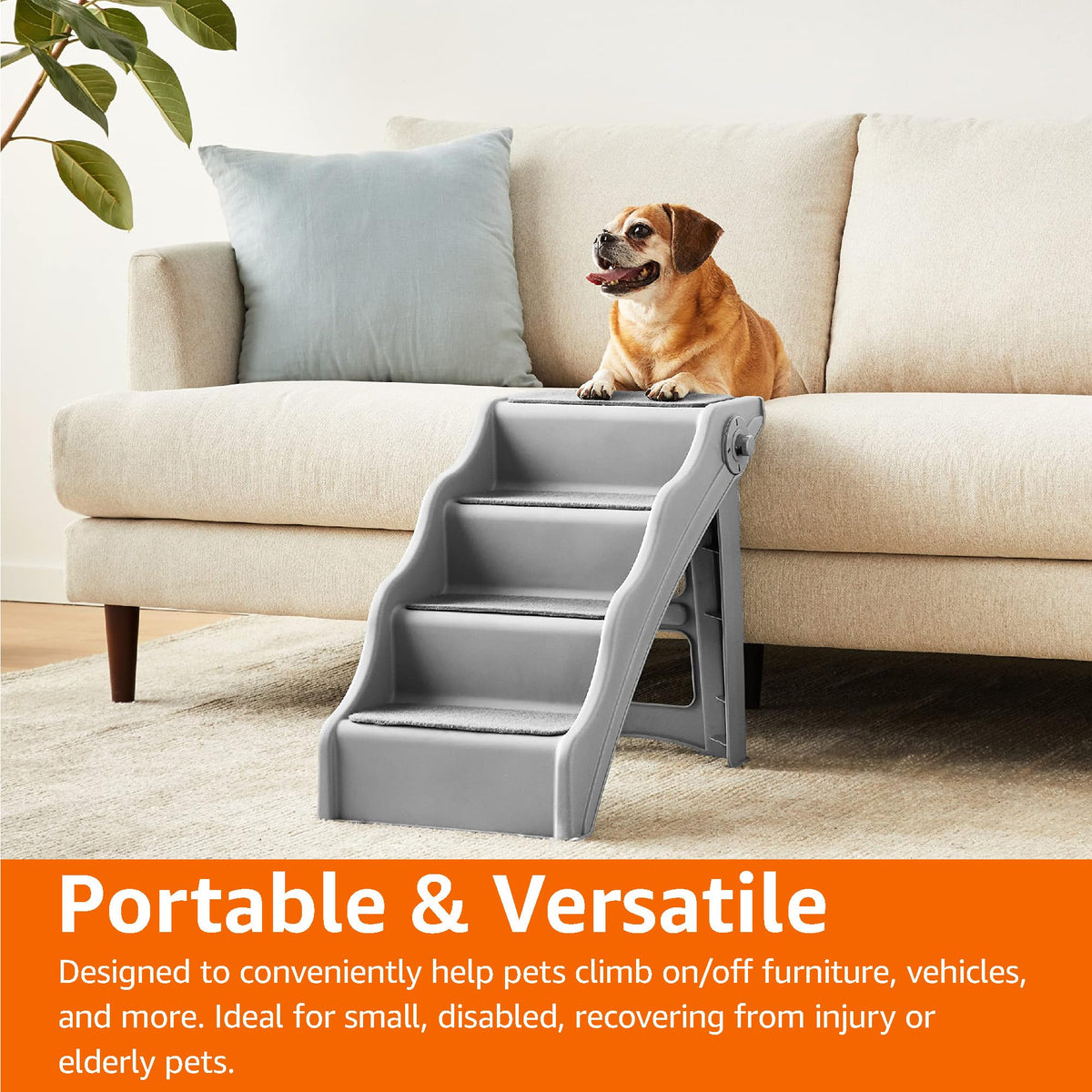 Foldable Non-Slip Pet Stairs Grey U375