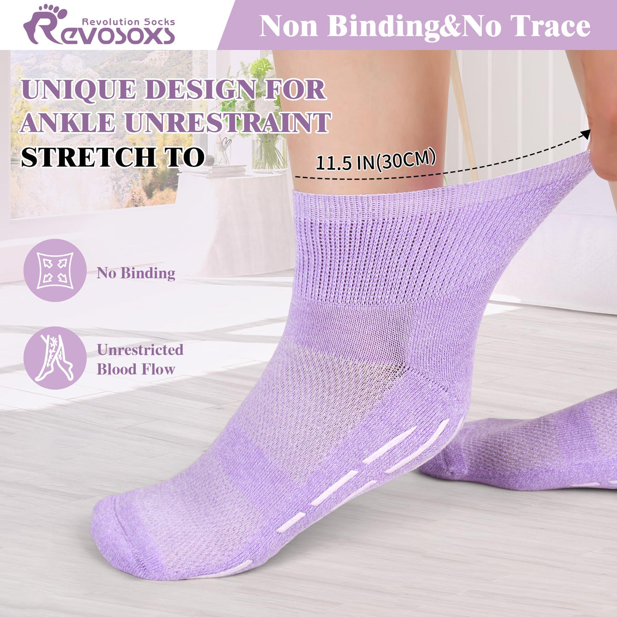 Non Slip Seamless Diabetic Ankle Socks 5 Pairs W93109