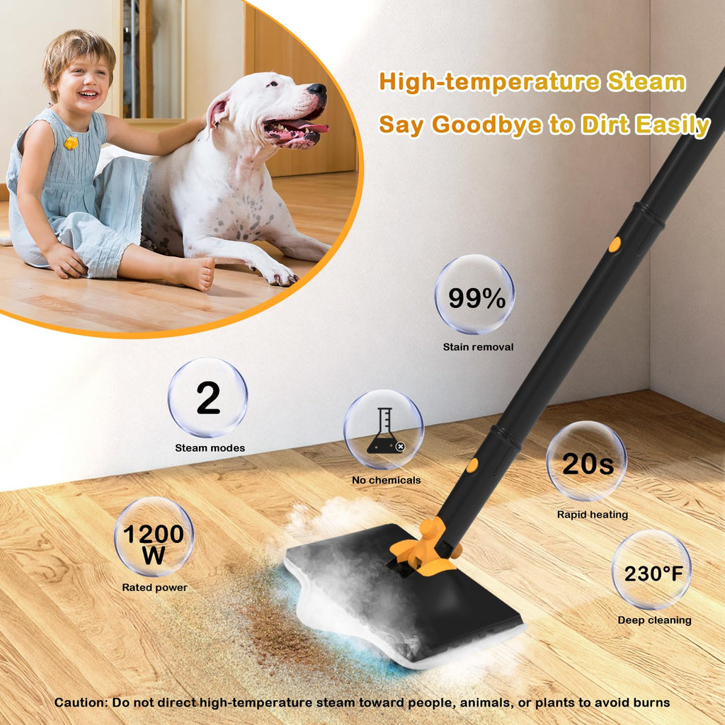 Steam Mop with 23FT Cord, 12OZ Removable Tank K552