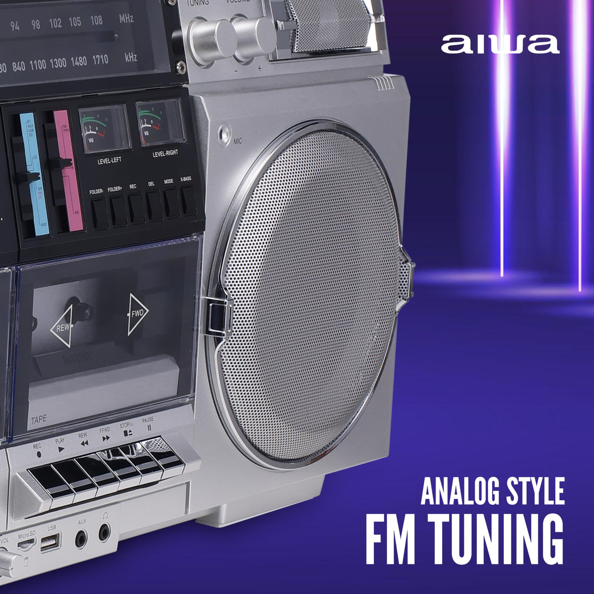 Retro Boombox CD Player with Cassette Recording, Bluetooth, FM/AM Radio, USB/SD/AUX Inputs, Dual 40W Speakers C641031
