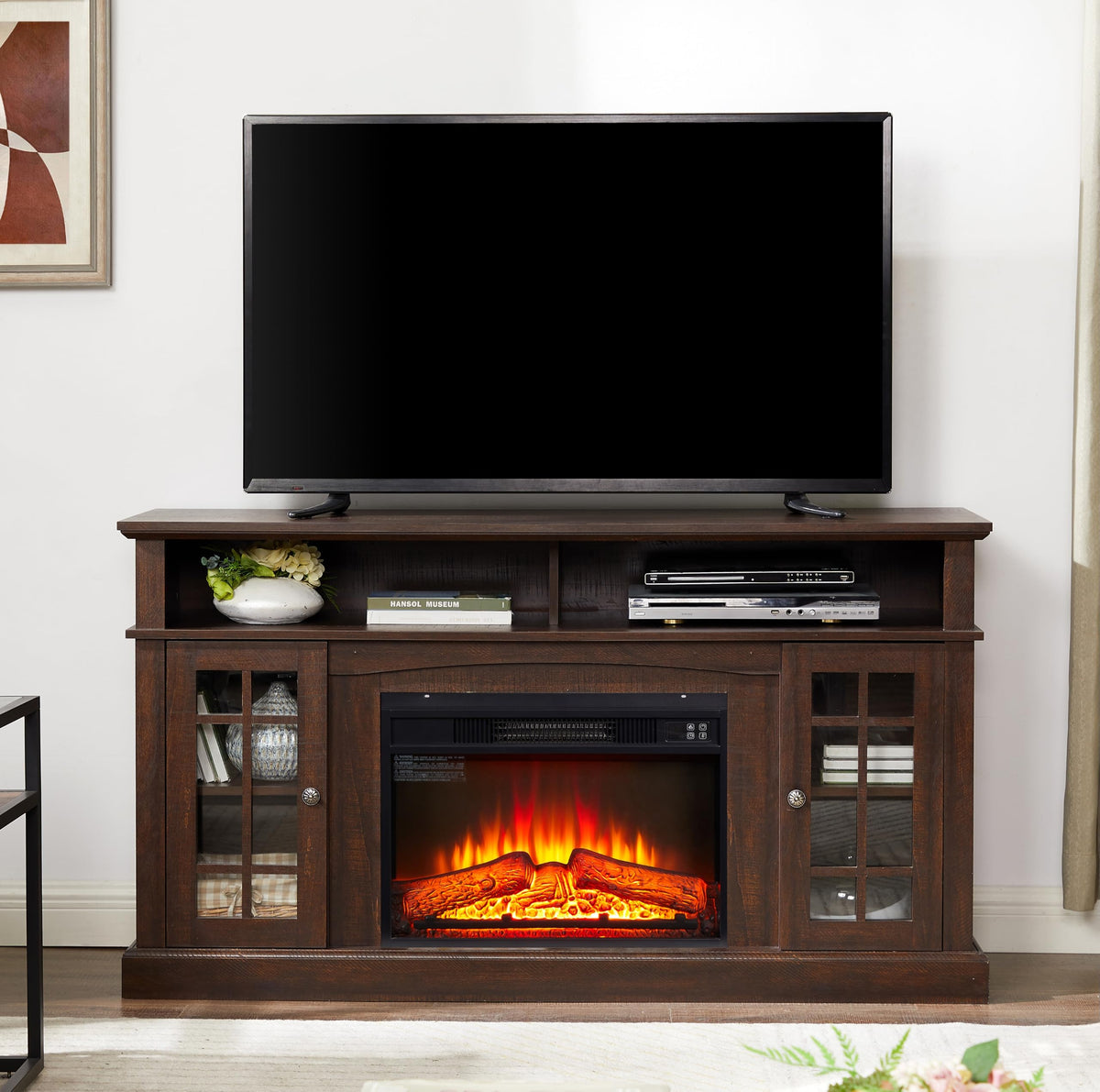 58-Inch Espresso Fireplace TV Stand B5462