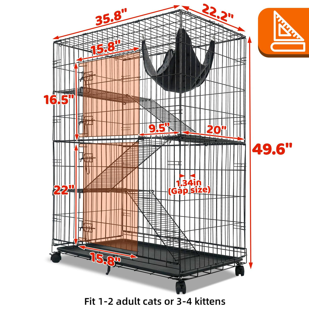50 Inch 4-Tier Cat Crate with Wheels U161