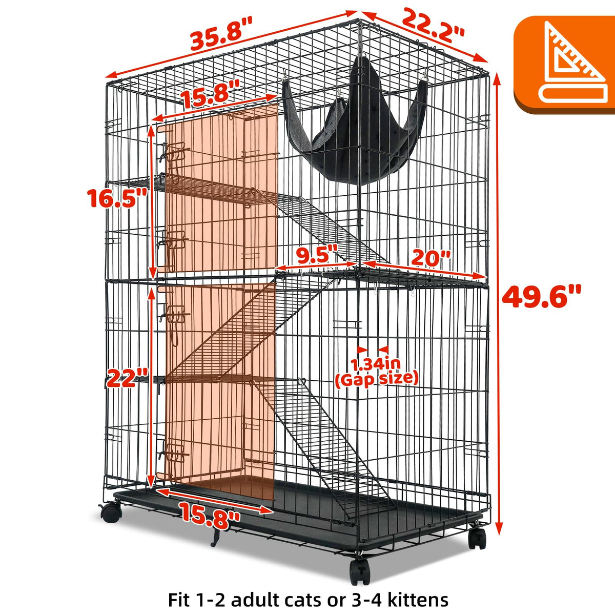 50 Inch 4-Tier Cat Crate with Wheels U161