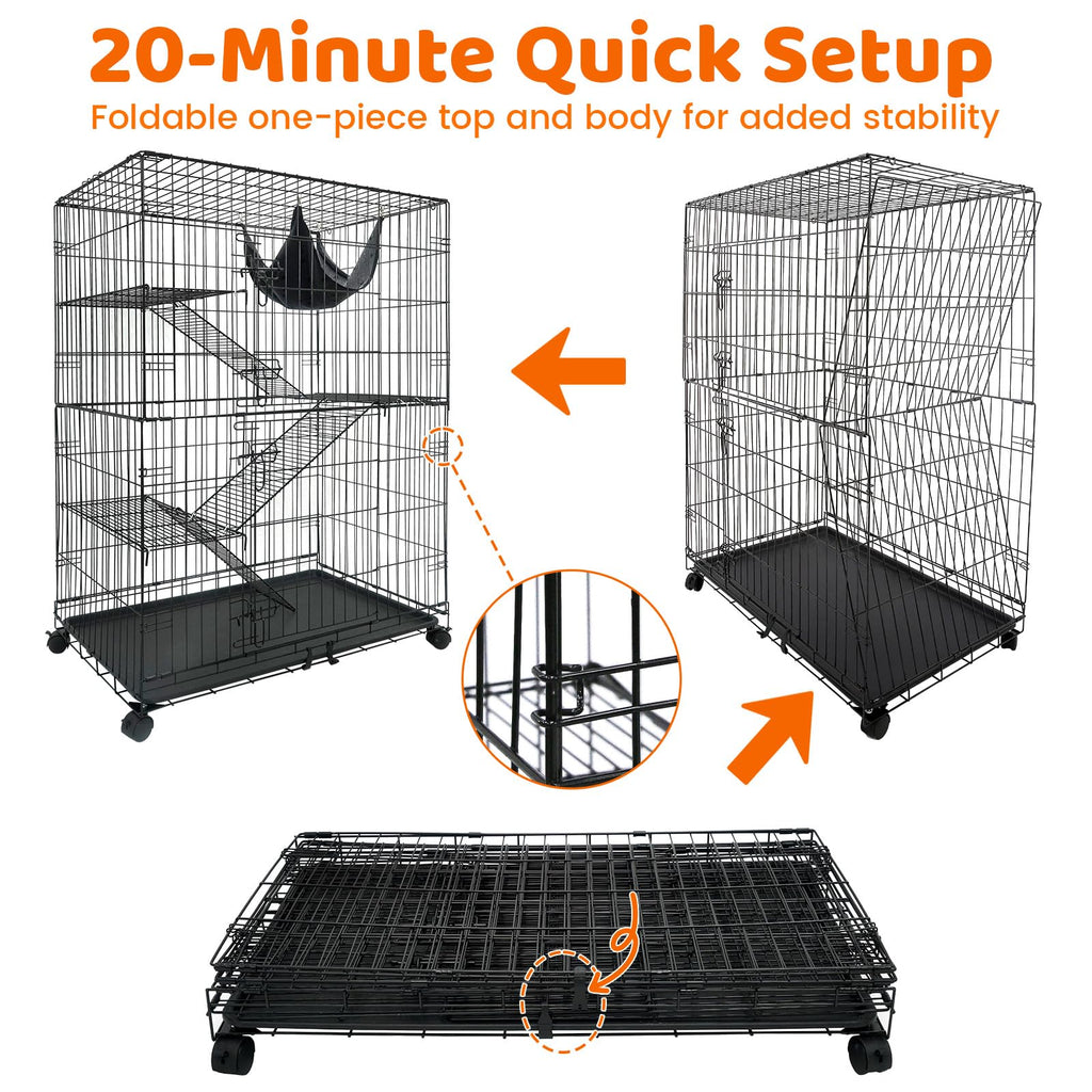 50 Inch 4-Tier Cat Crate with Wheels U161