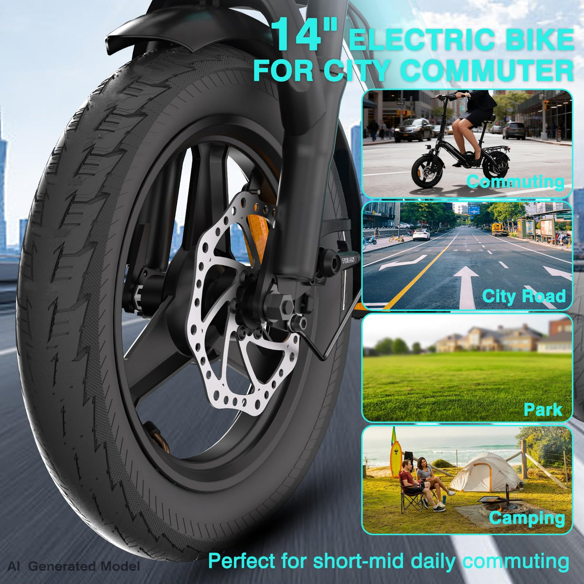 Folding Electric Bike 400W 36V 10Ah 14" H68745