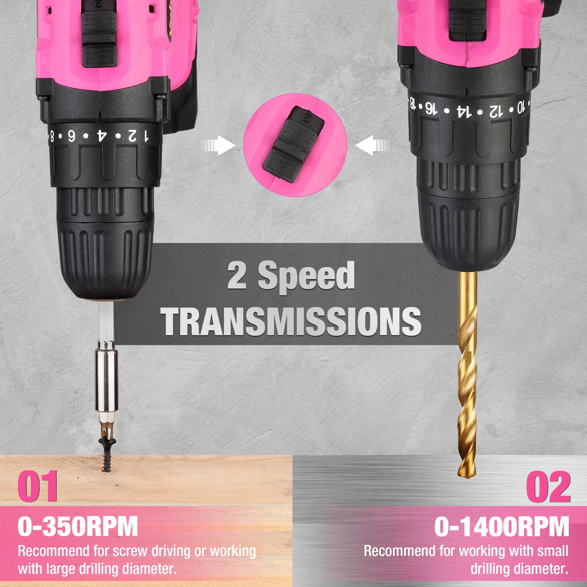 Pink 20V Cordless Drill Set with Battery and Charger H6552
