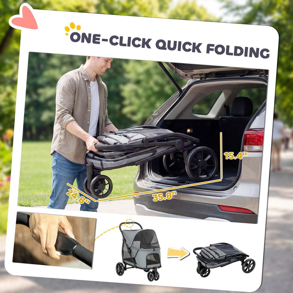 3 Wheel Pet Stroller up to 44 lbs Gray C764662