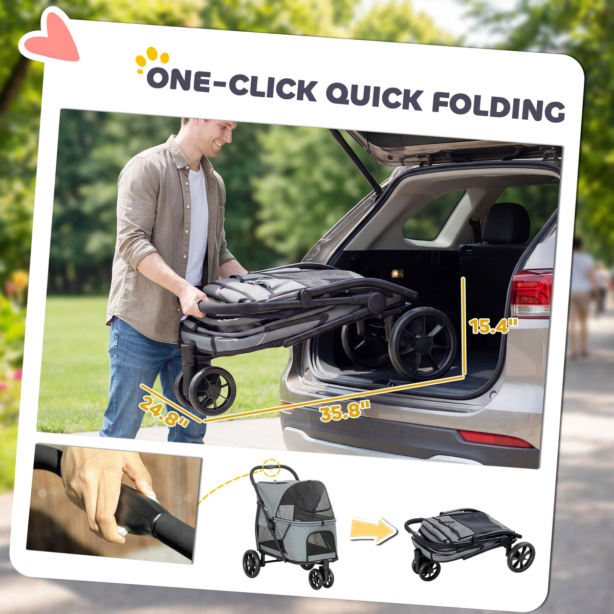 3 Wheel Pet Stroller up to 44 lbs Gray C764662