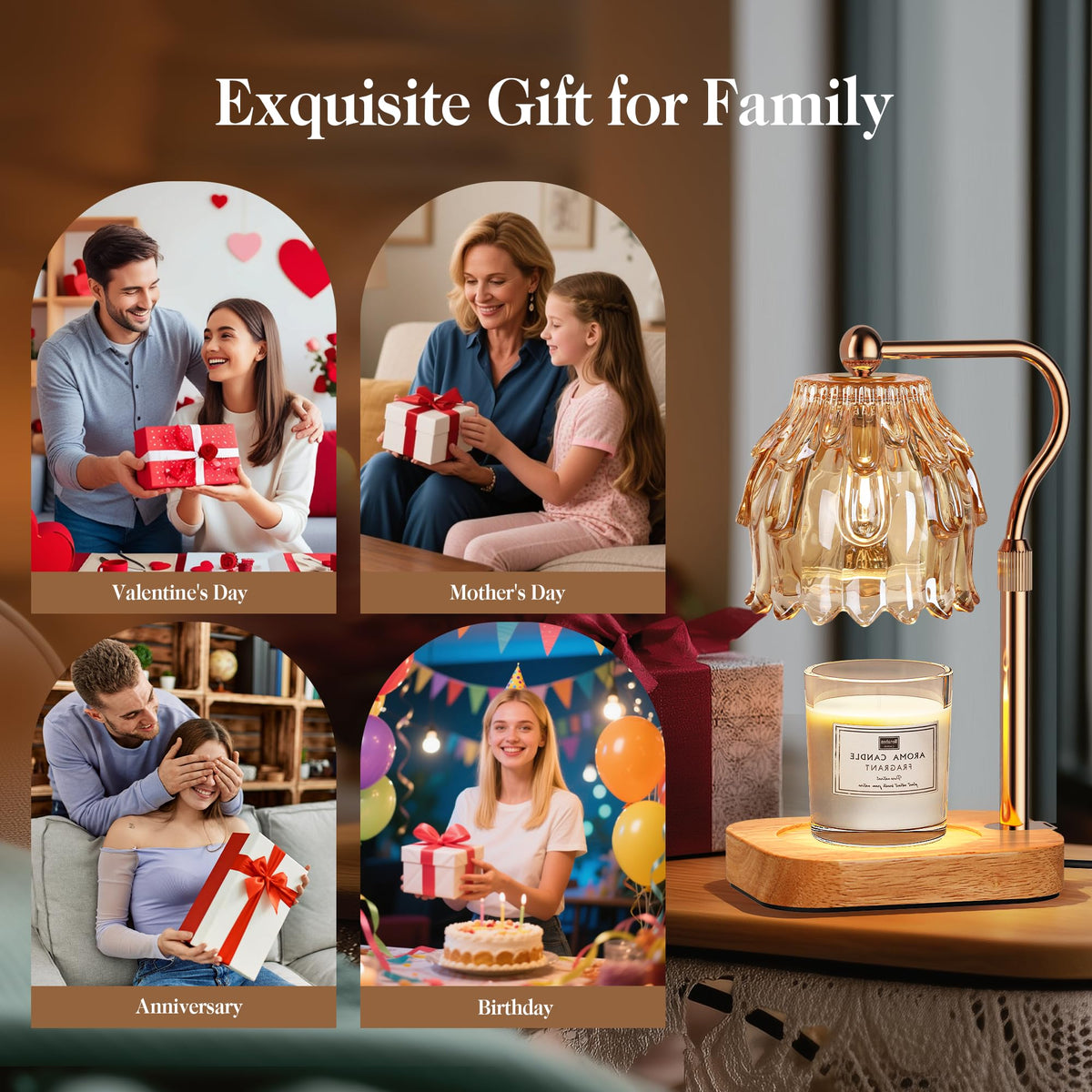 Candle Warmer Lamp with Timer Dimmer Adjustable Height Glass K97089