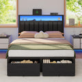 Full Size Bed Frame with Storage Drawers and Upholstered Headboard J2091