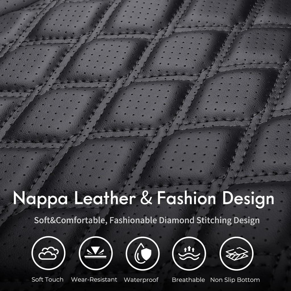 Leather Pickup Seat Cushion Cover Full Set Black W258
