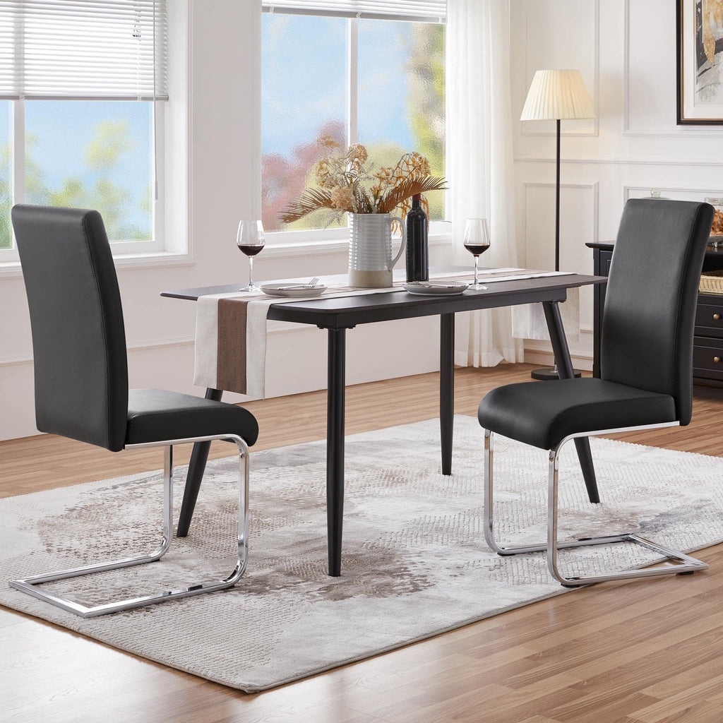 Dining Chairs Set of 2 High Back Black W445248