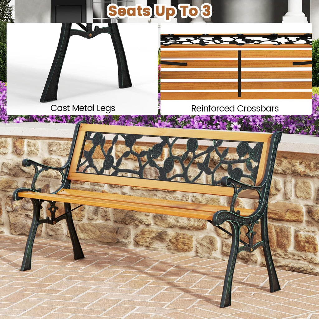 Iron Hardwood Garden Bench J896