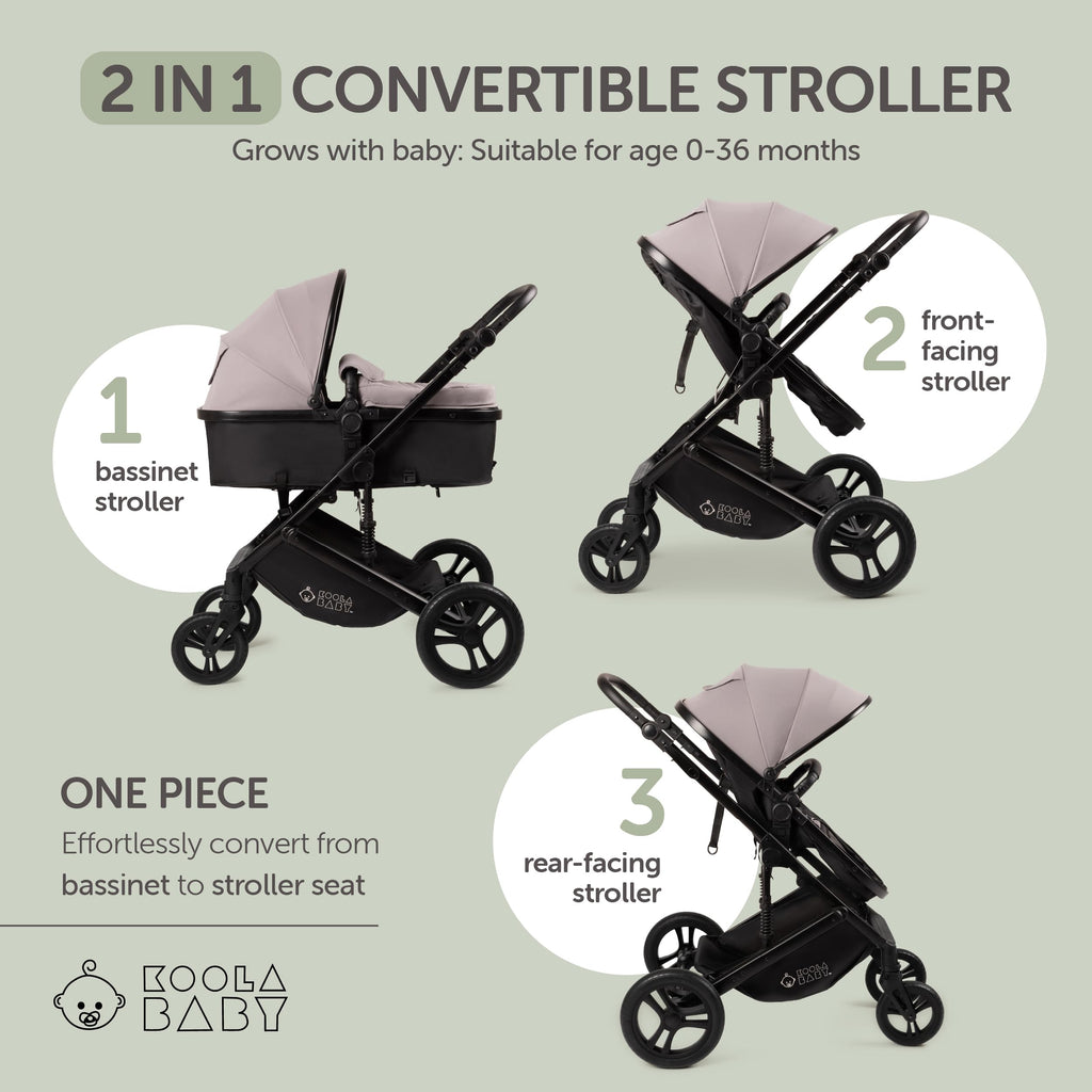 2-in-1 Foldable Baby Stroller with Extendable Canopy N8730