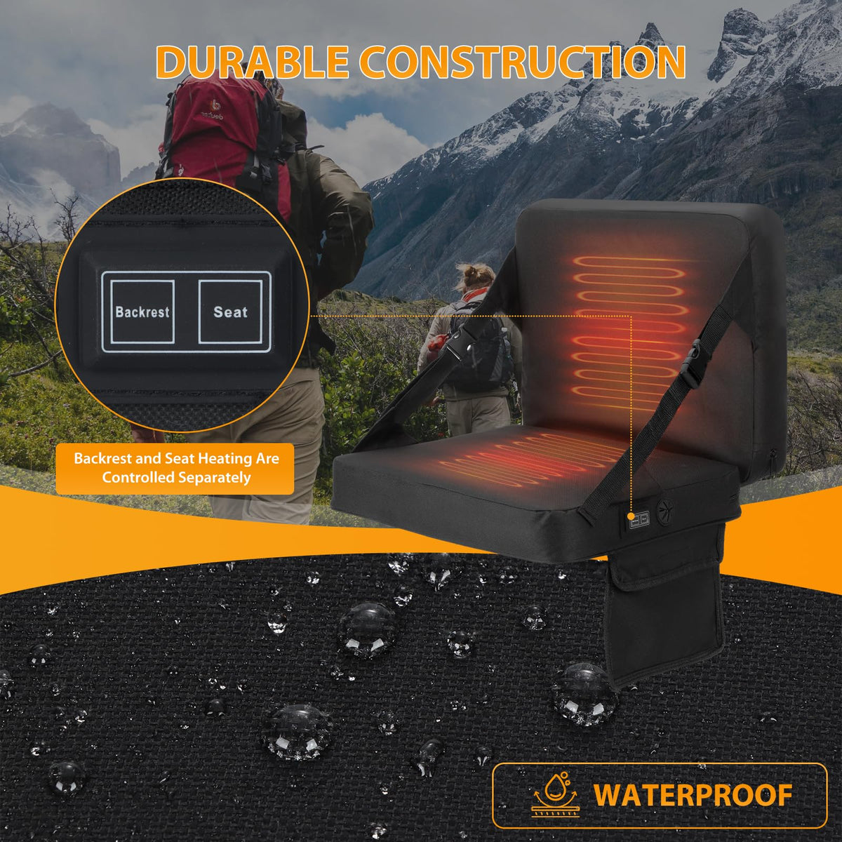 Heated Stadium Seat Cushion with Back 2 Pack R788