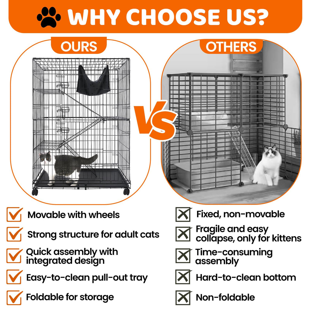 50 Inch 4-Tier Cat Crate with Wheels U161