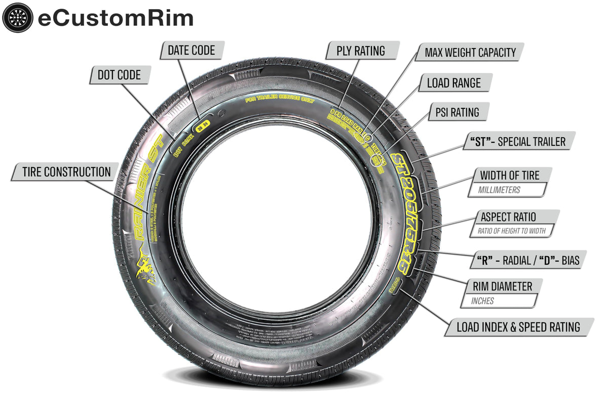 Trailer Tire Rim Assembly 5.30-12 Load C 4 Lug White Y210