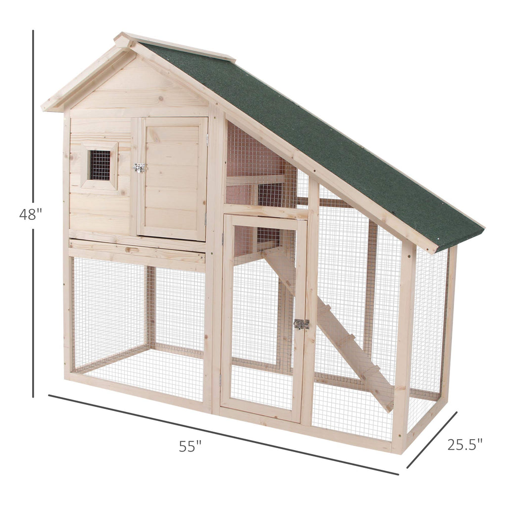55" 2-Tier Wooden Rabbit Hutch with Ramp I6396